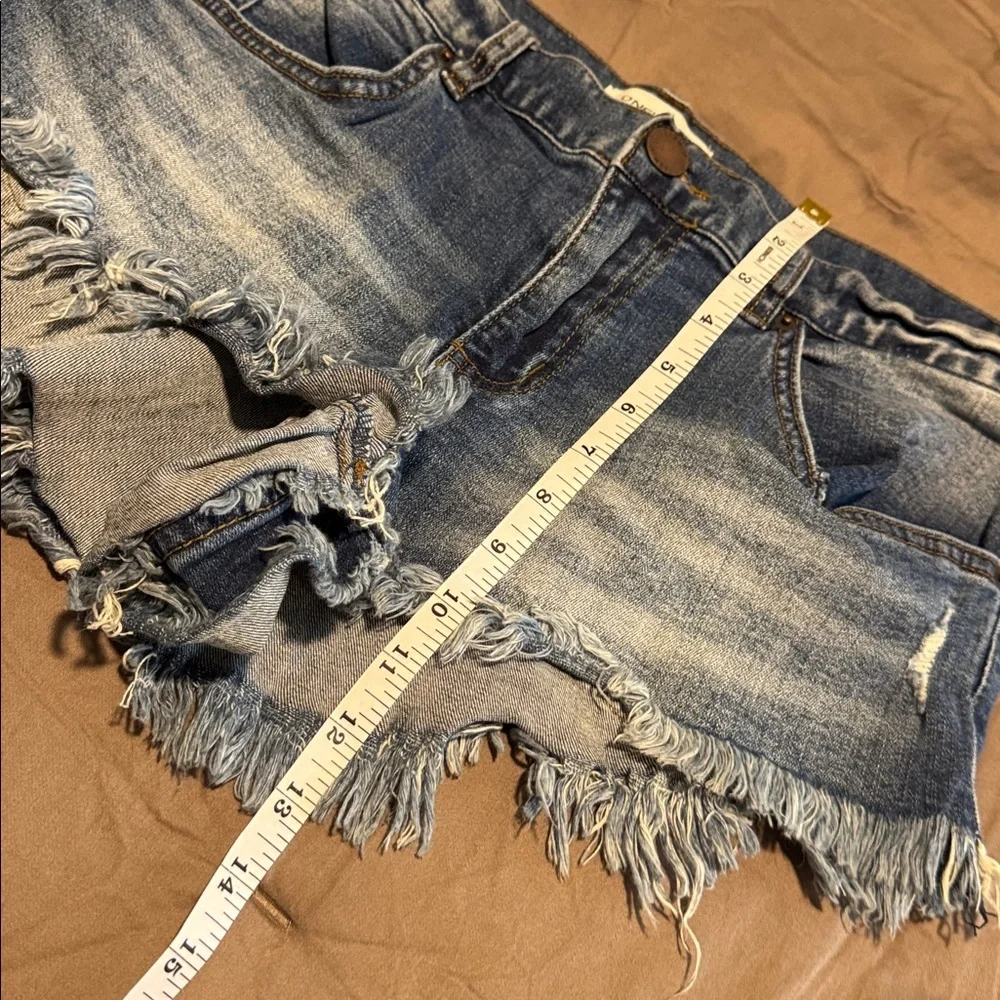 O'Neill Distressed Blue Denim Frayed Hem Shorts